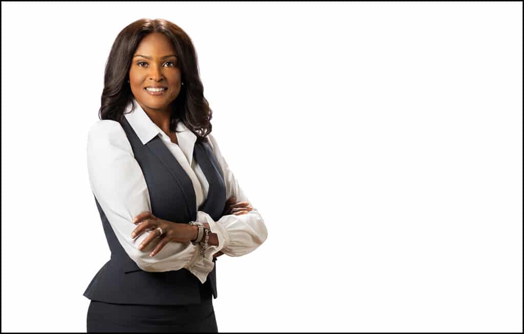 Professional standing Houston Headshot on a white background.