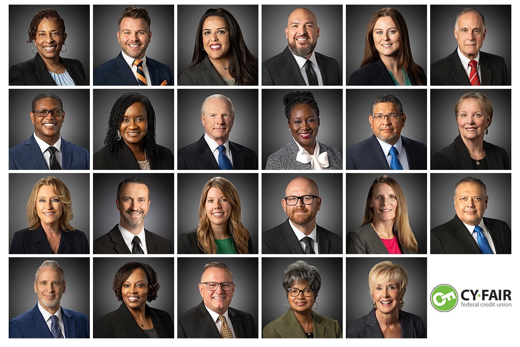 Professional on-location headshots for Cy-Fair corporate team photographed in their office conference room