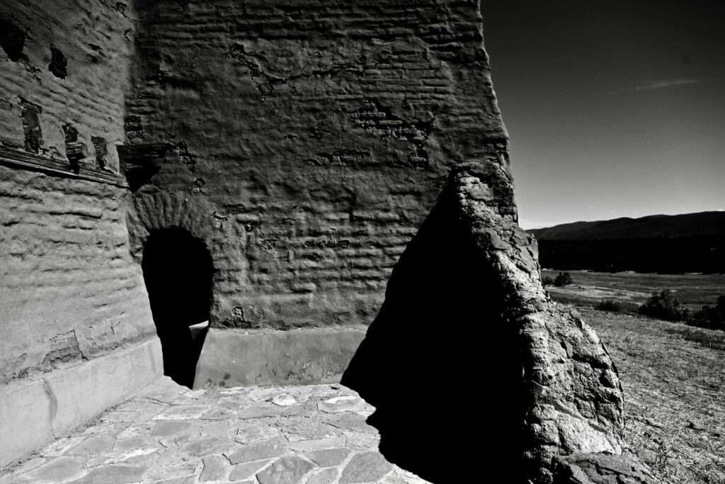 black and white photo of a ruin